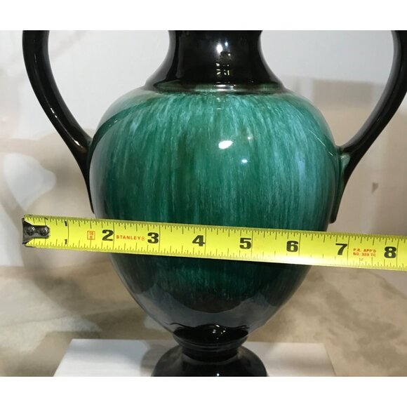 Blue Mountain Pottery Vase BMP Green Drip Glaze Double Handled MCM 12" Vintage - Picture 11 of 11